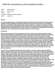 Skills for succeeding in online graduate studies